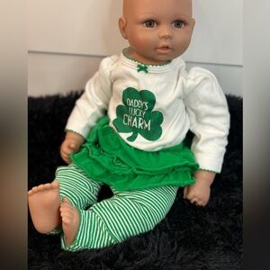 Baby Girl St. Patrick’s Day Outfit 3M Daddy’s Lucky Charm Shamrock Set + Socks